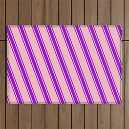 [ Thumbnail: Pink and Dark Violet Colored Lines Pattern Outdoor Rug ]