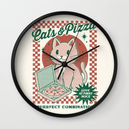 Cats and Pizza Wall Clock