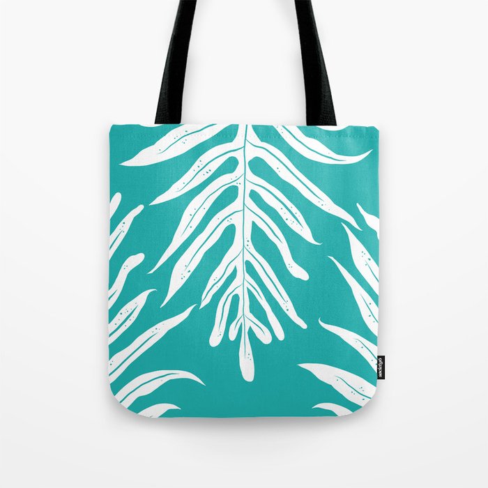 Lau'ae -Monarch Fern Pattern on turquoise  Tote Bag