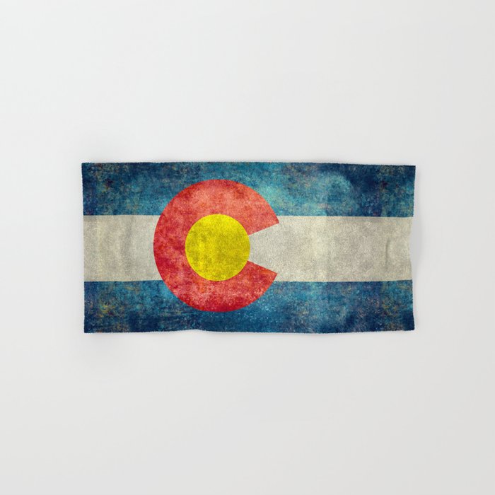 Colorado State Flag in Grungy style Hand & Bath Towel