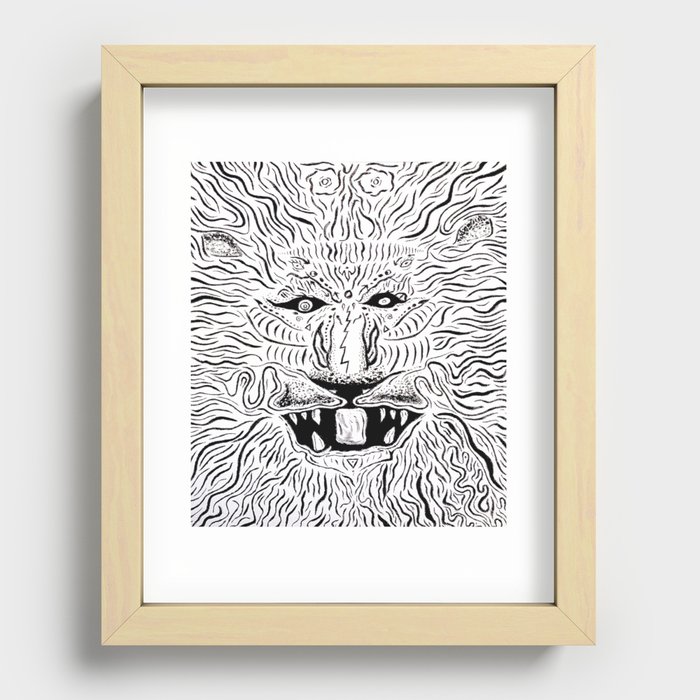 Trippy Lion Mane Painting on Canvas Recessed Framed Print