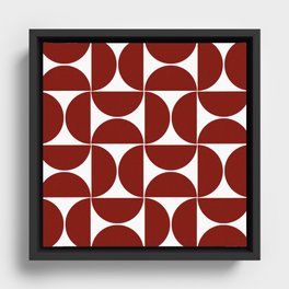 Dark red mid century modern geometric shapes Framed Canvas