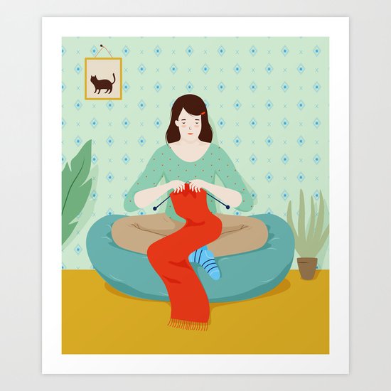 Knitting Art Print