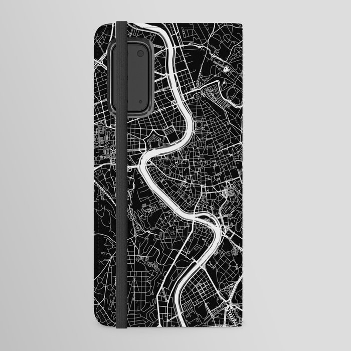 Rome, Italy, City Map - Black Android Wallet Case