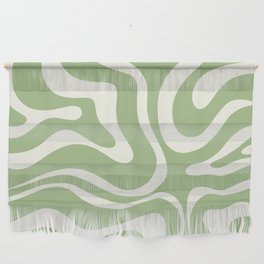 Modern Liquid Swirl Abstract Pattern in Light Sage Green and Cream Wall Hanging