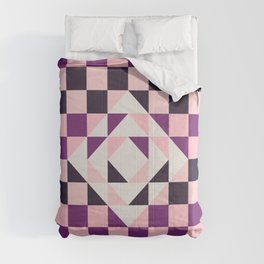 Pink and purple gingham checked ornament Comforter