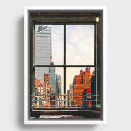 New York City Window #3 | Colorful Cityscape Framed Canvas
