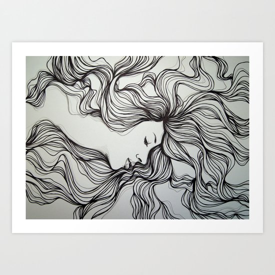 girls in the hair 5 Art Print