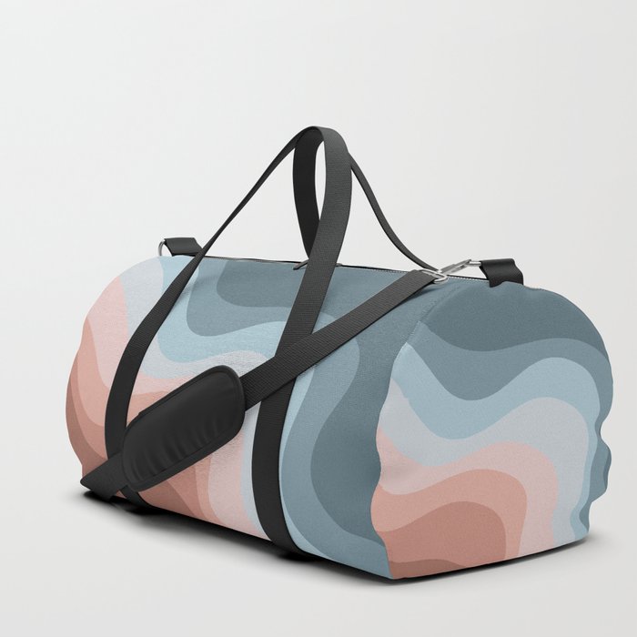 Blue and pink retro style waves Duffle Bag