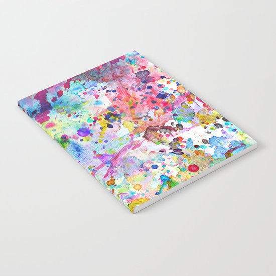 Abstract Bright Watercolor Paint Splatters Pattern Notebook