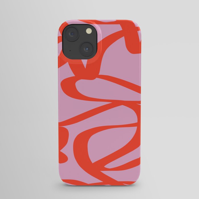 Pink Retro Lines Modern Abstract Brush Shapes Midcentury Line Shapes Vintage iPhone Case