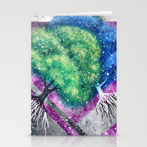 Green and Blue Trees Stationery Cards