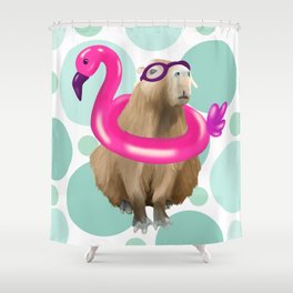Pool Party Capybara Shower Curtain