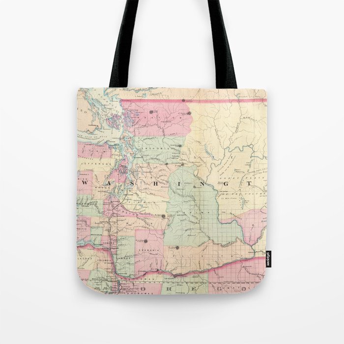 Vintage Map of Washington State (1874) Tote Bag