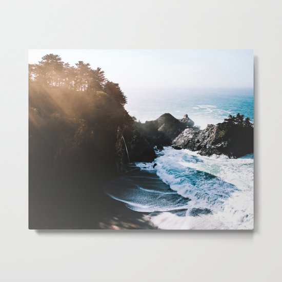 Cliff, Wave, and Beach Metal Print