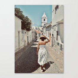 Life is Beautiful | Cobble stone streets in Portugal | Travel photography, art print, photo art Canvas Print