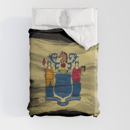 New Jersey state flag brush stroke, New Jersey flag background Duvet Cover