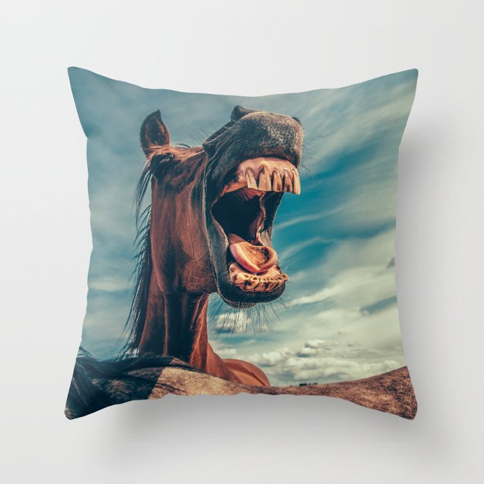 Horse smile Throw Pillow