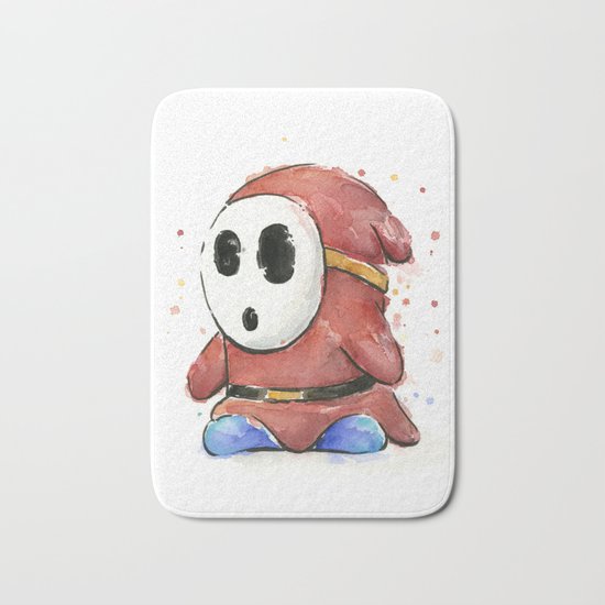 Shy Guy Watercolor Mario Art Bath Mat