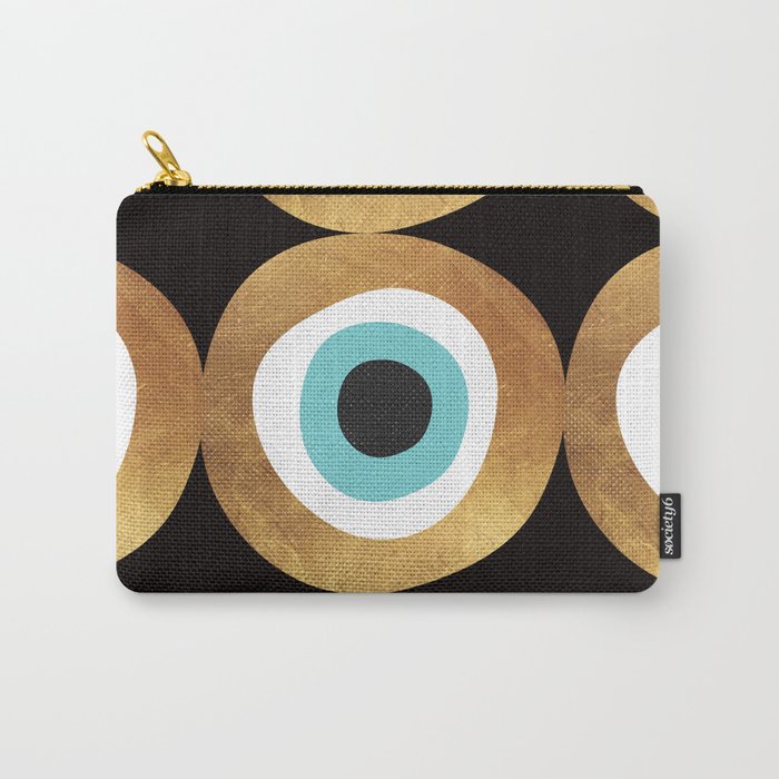 Gold Evil Eye 70s Bohemian Lucky Charm Nazar  Carry-All Pouch