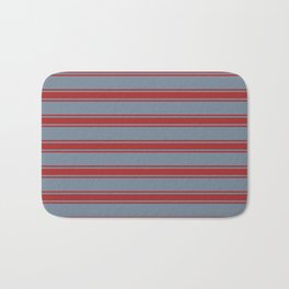 [ Thumbnail: Light Slate Gray & Brown Colored Pattern of Stripes Bath Mat ]