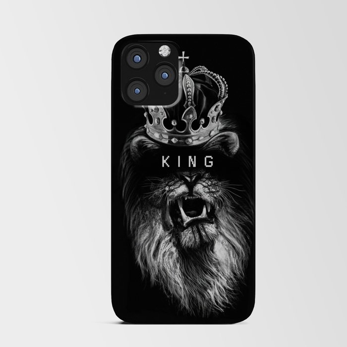 Lion, Lionart, King, Animal, Black, Minimal, Interior, Black White,Wall art, Art Print,Trendy decor iPhone Card Case