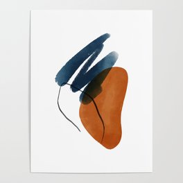 Abstract minimalist watercolor organic shape home decor Poster