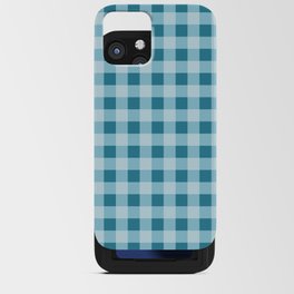 Teal Check Pattern iPhone Card Case