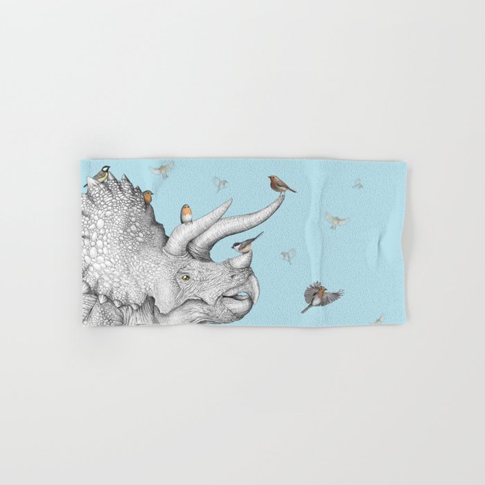 Triceratops and Birdies Hand & Bath Towel