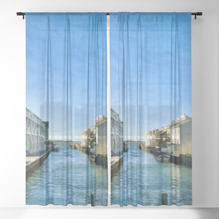 Boat Dock in New England Sheer Curtain