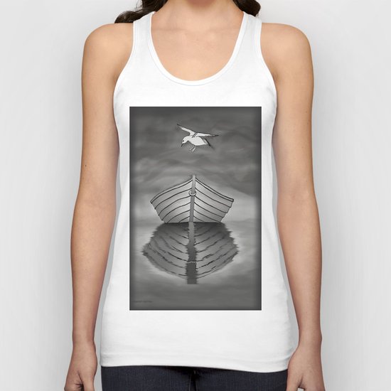 Harbor Reflection - Seagull and Tender Unisex Tank Top