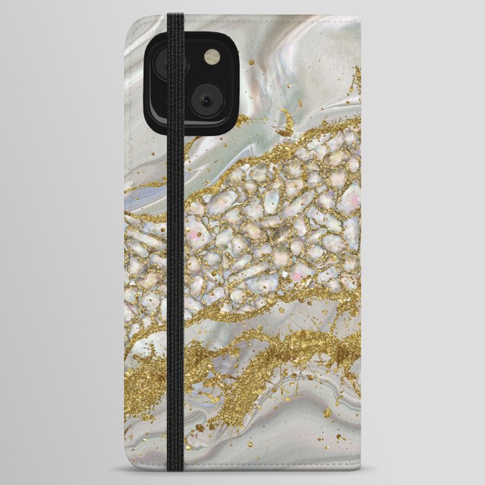 Mother of pearl and gold Abstract iPhone Wallet Case