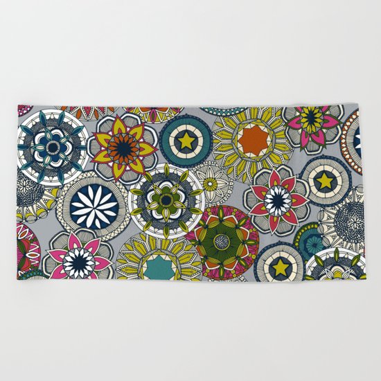 mandala cirque festival silver Beach Towel