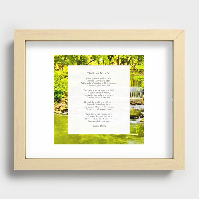 The Sunlit Waterfall Poem Recessed Framed Print