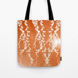 Ferns pattern, ferns, leaves, leaf, nature, botanical, tropical, exotic, orange, white, water, summer, reflection, sun, sunny-day, spring, autumn, Tote Bag