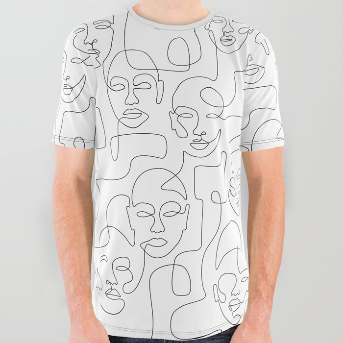 Figured Faces All Over Graphic Tee