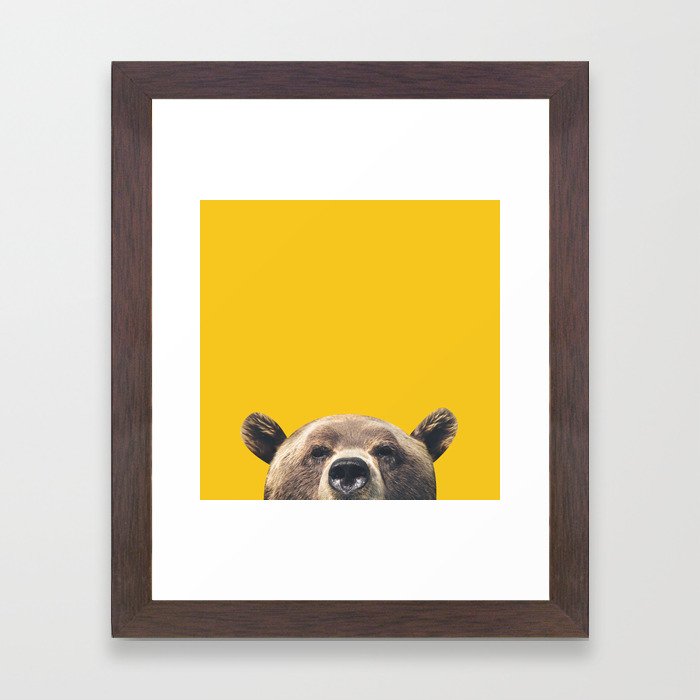 Bear - Yellow Framed Art Print