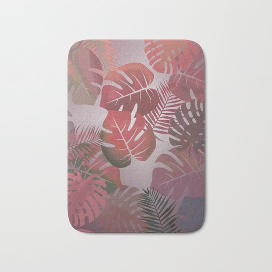 Tropical Autumn Leaves Bath Mat