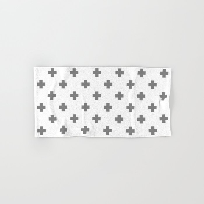 Light Grey Swiss Cross Pattern Hand & Bath Towel