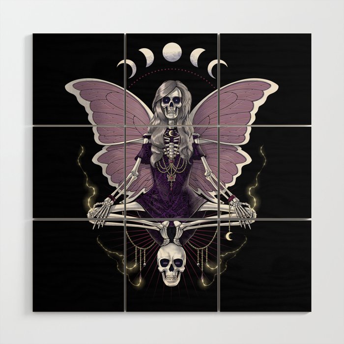 Goth Skeleton Butterfly Wood Wall Art