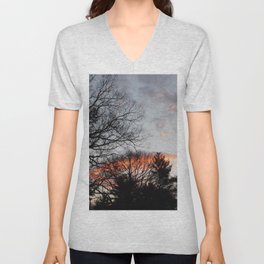 red clouds in the sky V Neck T Shirt