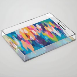 Colorful Tie-Dye Pattern - Digital Abstract Watercolor Painting Acrylic Tray