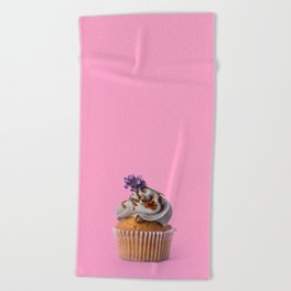 Lavender Cupcake Beach Towel