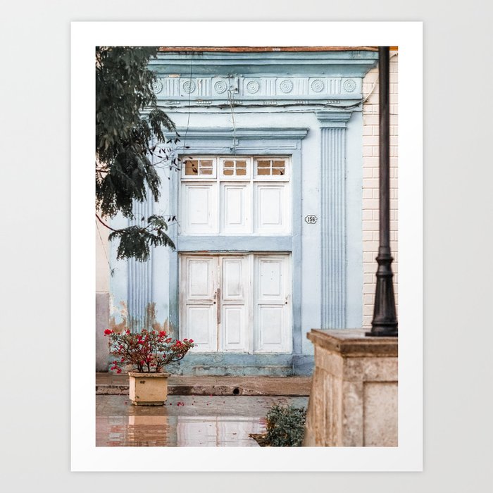 Light Blue Doorframe and White Door Cuba Art Print
