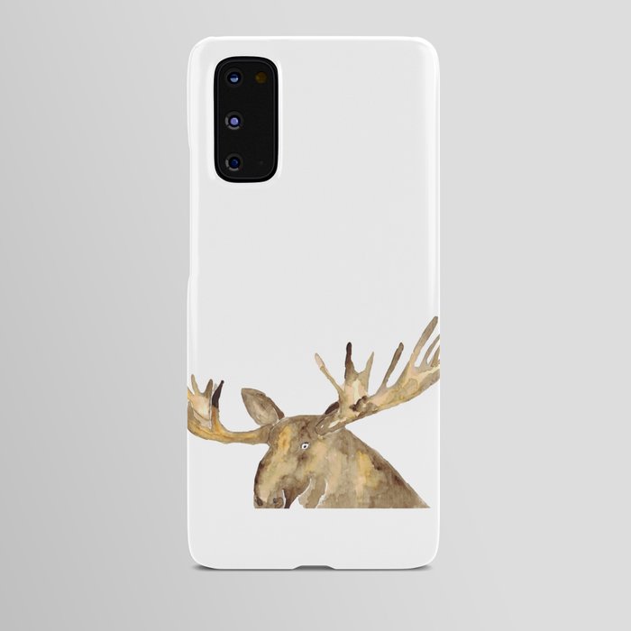 Moose peeking Painting Wall Poster Watercolor Android Case