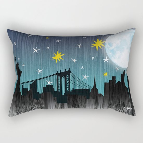 Starry Night Over Manhattan Rectangular Pillow