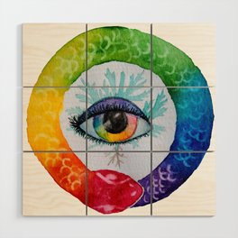 Rainbow Oroboros, Snake, Eye, Mugwort, Watercolor Art Wood Wall Art