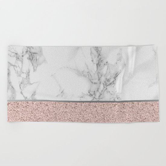 Marble + Glitter #2 Beach Towel