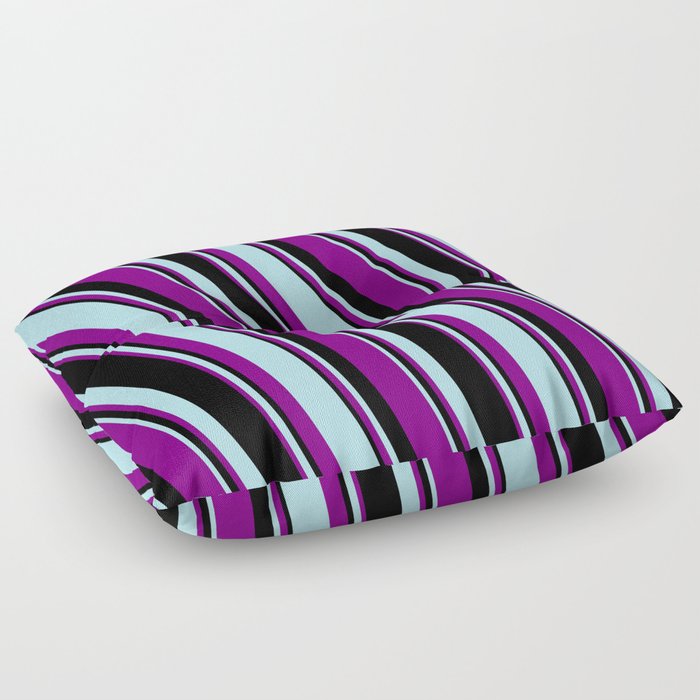 Powder Blue, Purple, and Black Colored Striped/Lined Pattern Floor Pillow