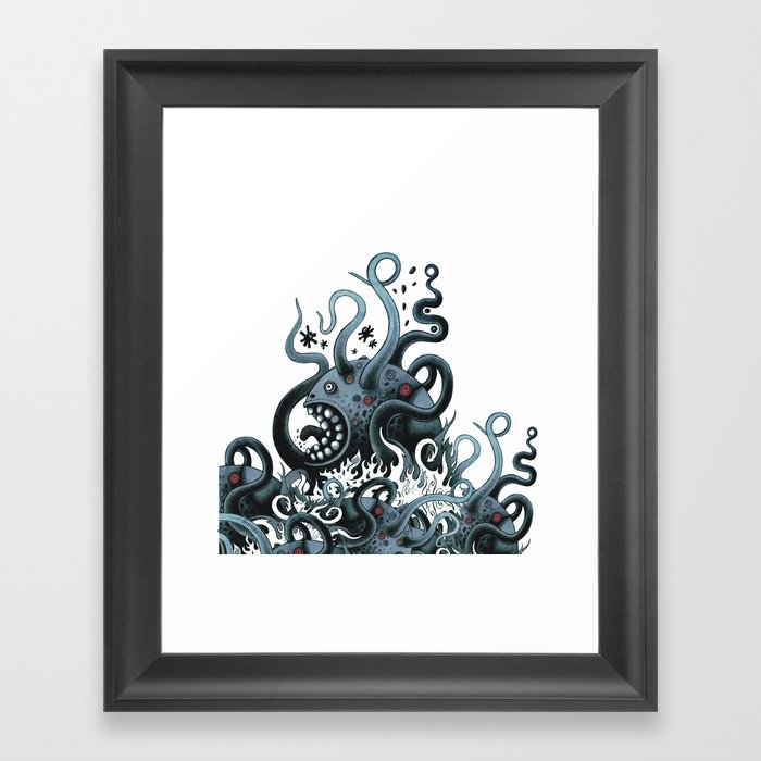 Octoworm (blue version) Framed Art Print